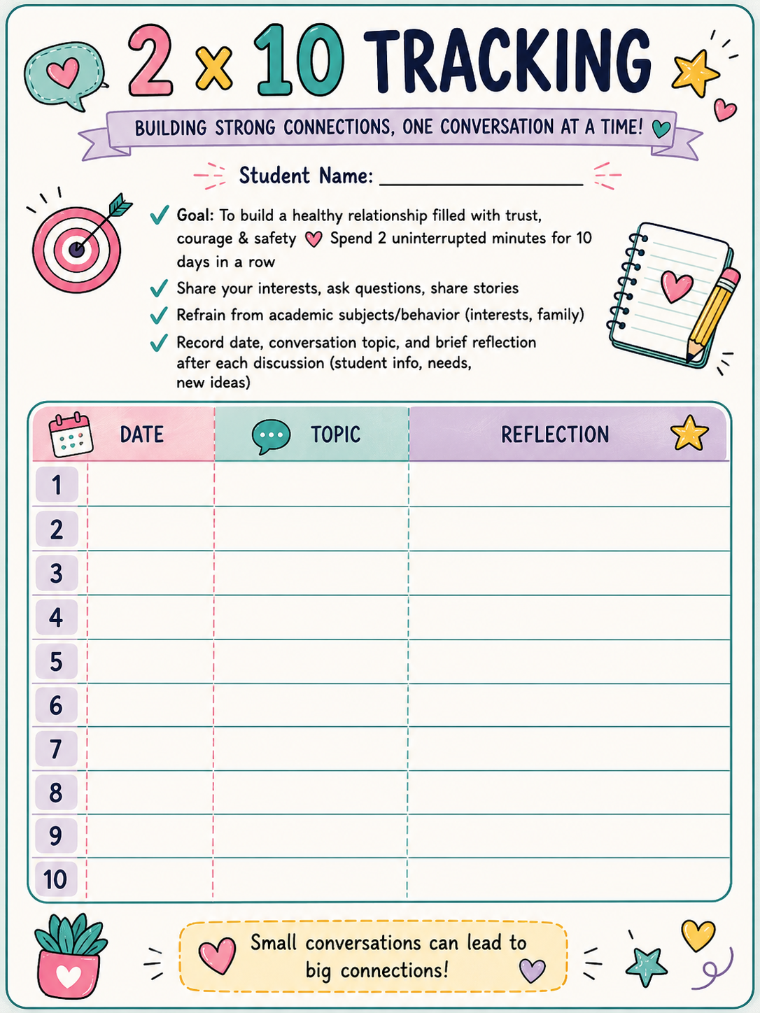 2x10 Tracking Sheet