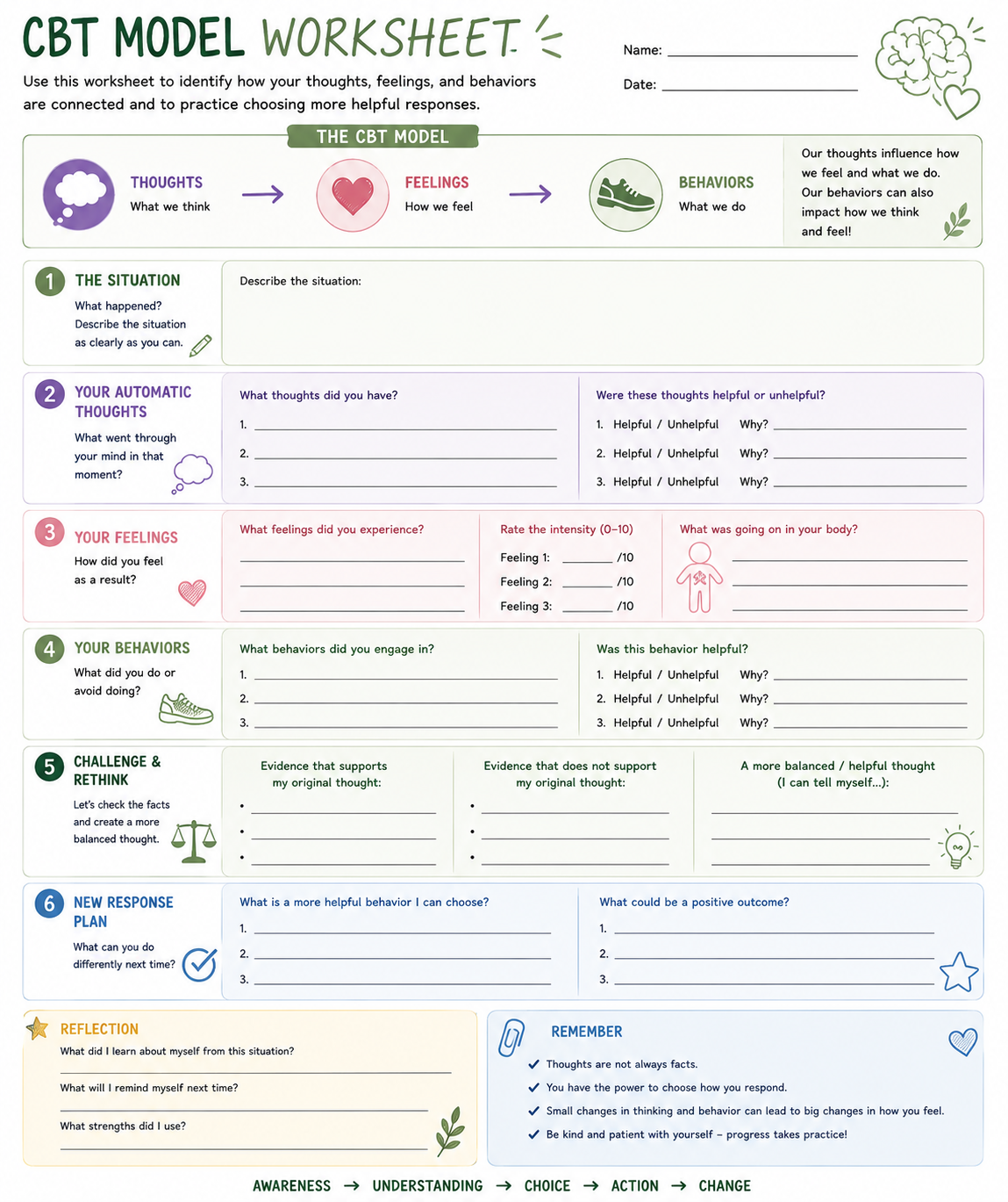 CBT Reusable Worksheet