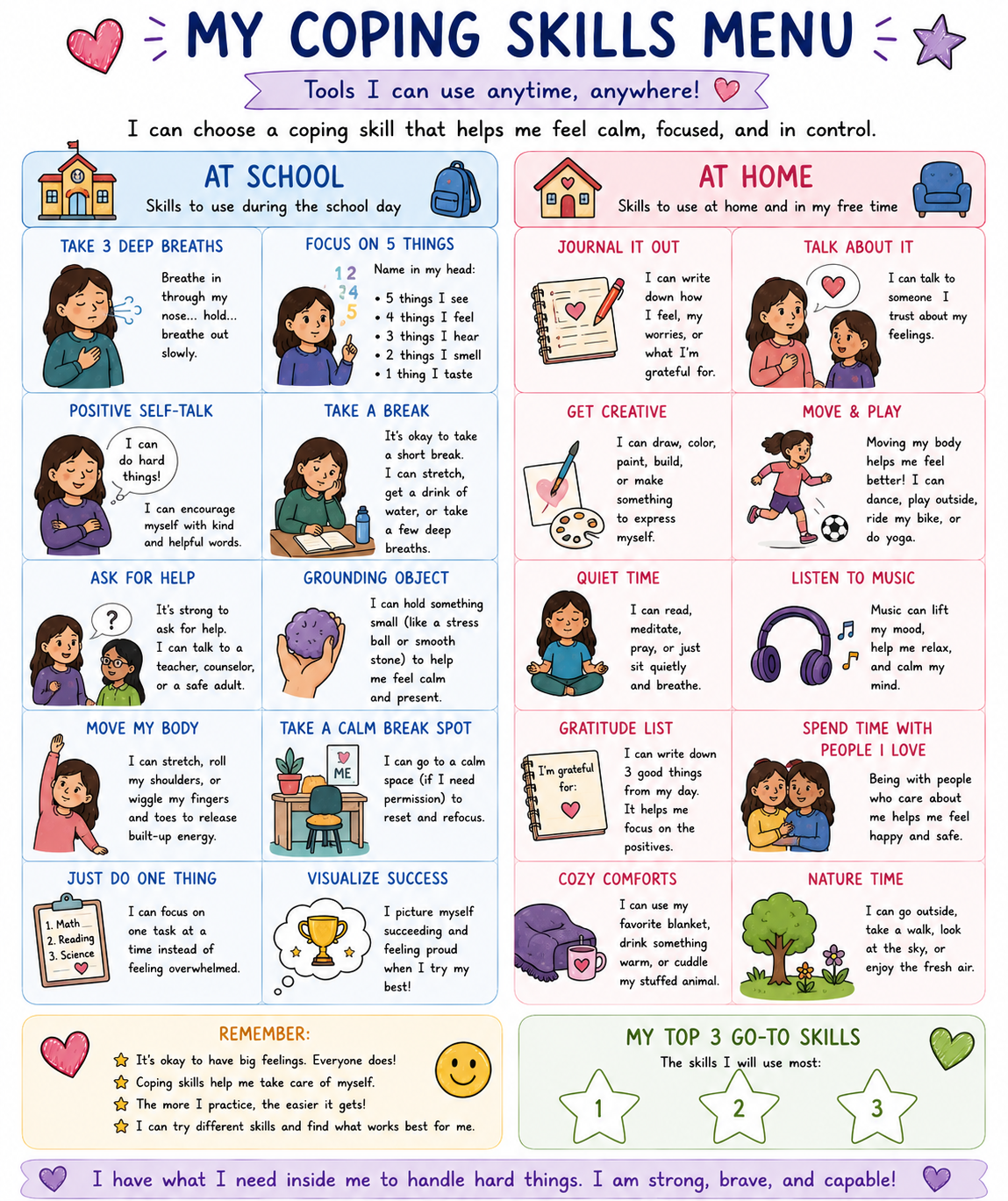 Coping Menu - Dual Home and School