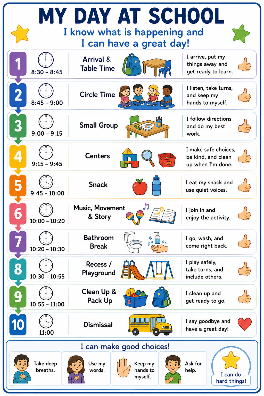 Half day PreK Visual Schedule