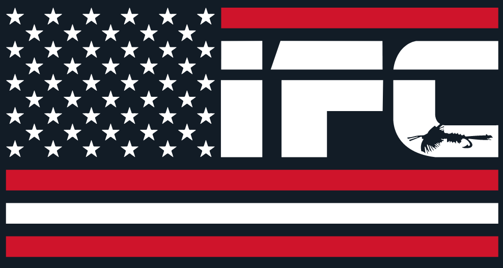 A graphic combining elements of the American flag with a large 'IFC' logo, featuring a lobster inside the letter 'C'.