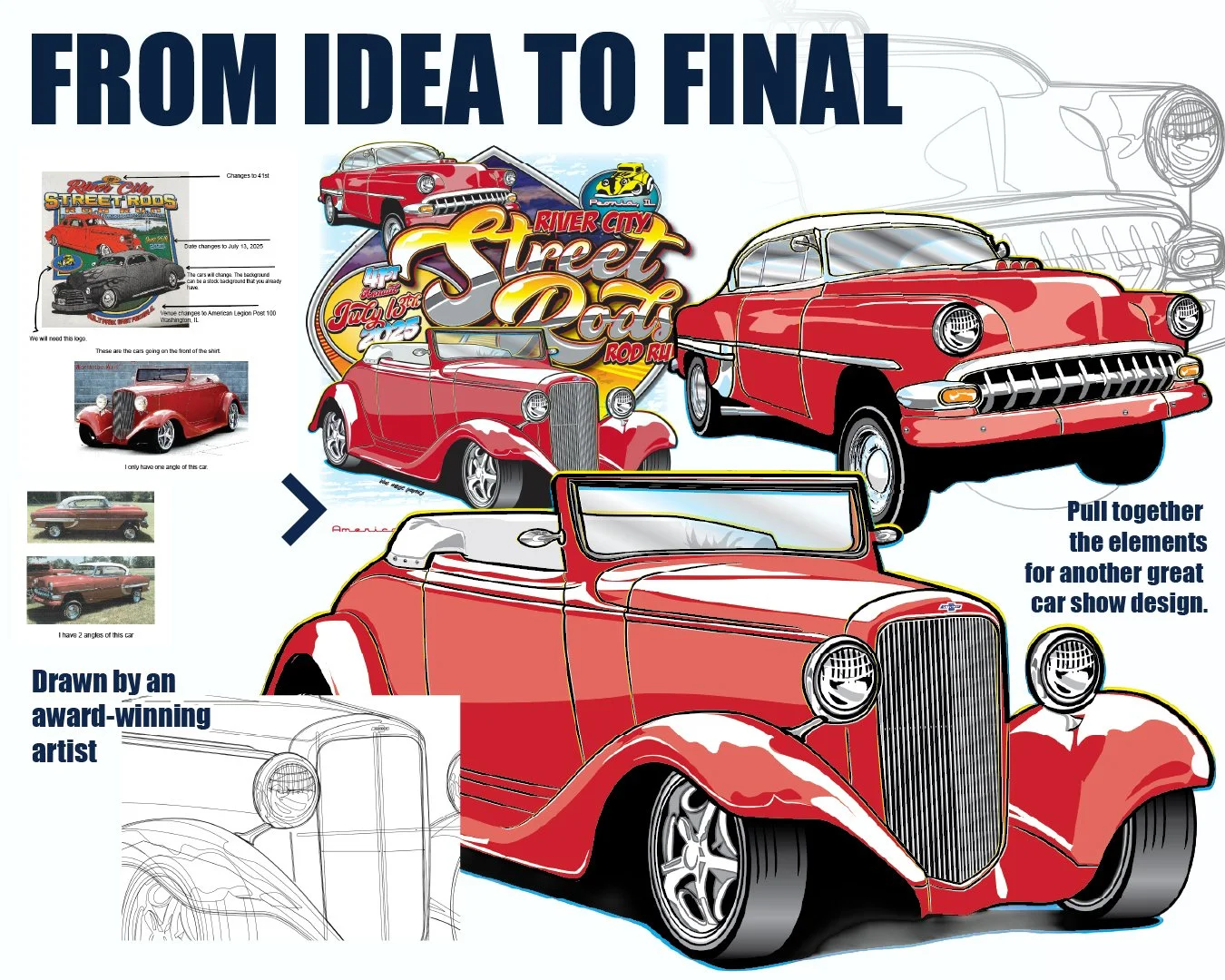 Bring us your idea and we'll help turn it into custom artwork and merchandise your attendees will be excited to wear, collect, and take home.
