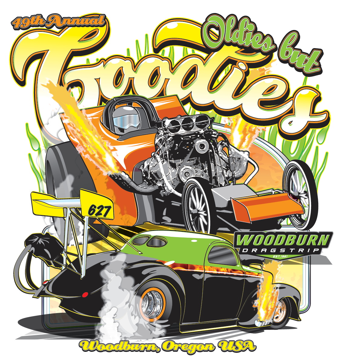 Hotrod art, car shows art, screen printing design, silkscreen design, t-shirt art, hot rod art, car show designs, car cruise, car cruz, drag racing, car show apparel, vintage car show art, Oldies but goodies
