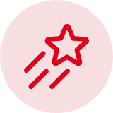 A red circle icon of a shooting star.