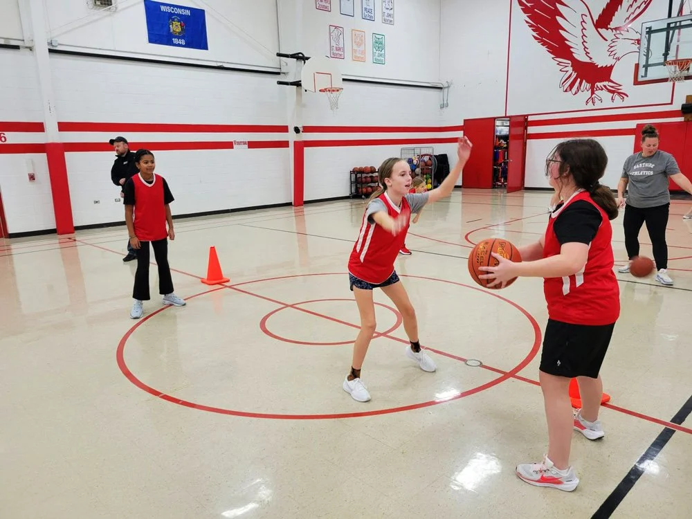 student athlete in basketball practice