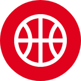 Red circle with a white basketball icon in the center.