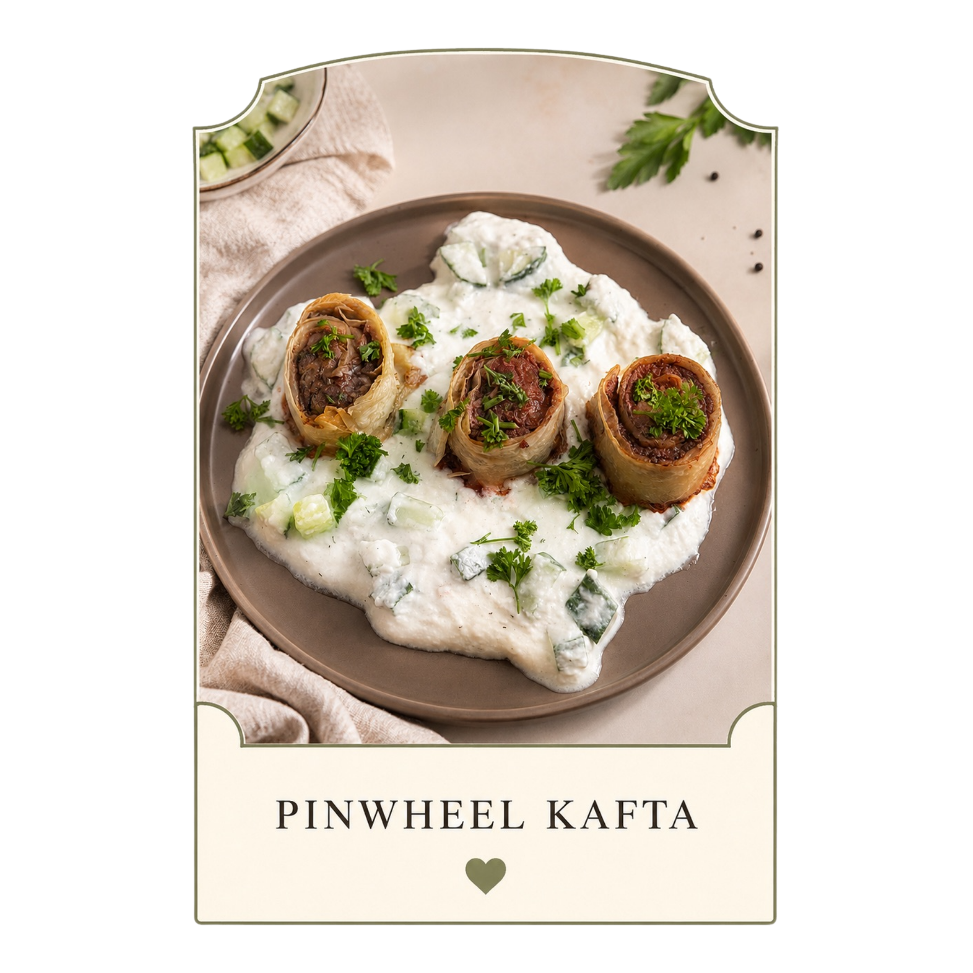 Lebanese Pinwheel Kafta, Joyas Menu, The Menu, Arabic Food.