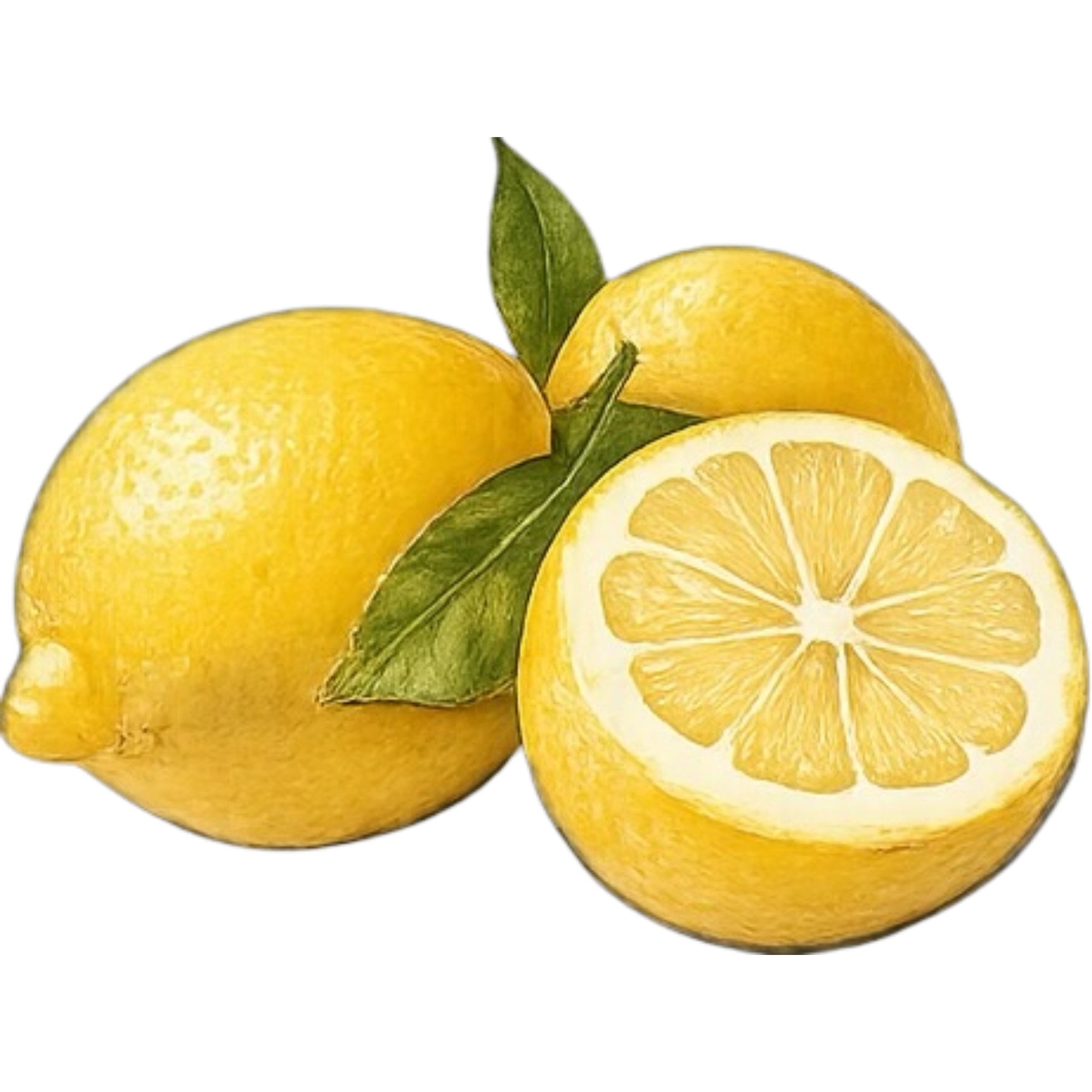 Fresh yellow lemons with some sliced to show the juicy interior, arranged on a black background.