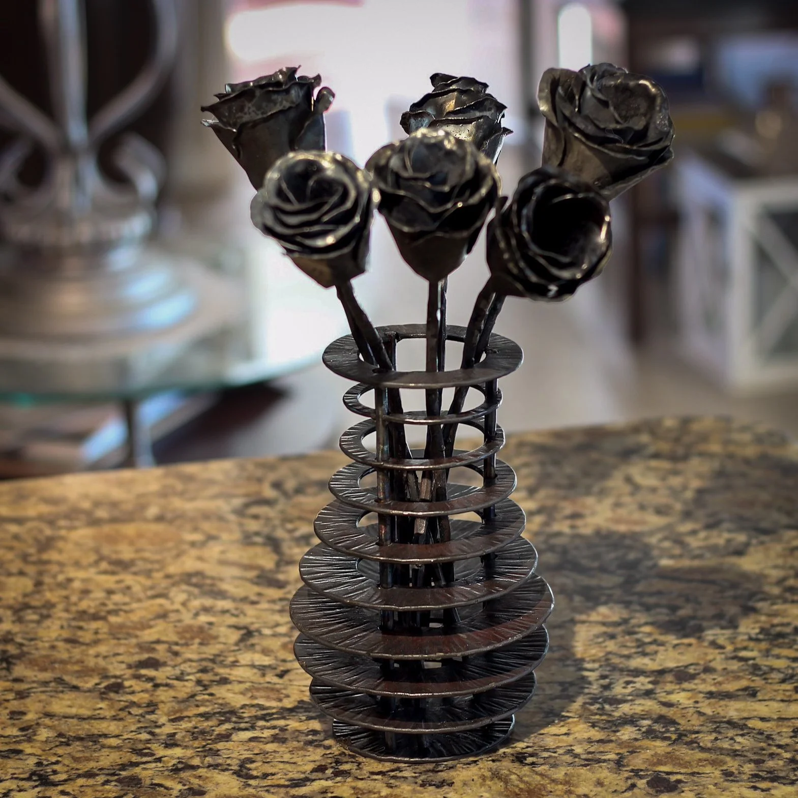Silhouette Vase with Forged Roses