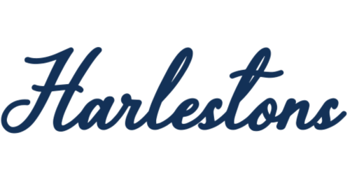 The word 'Harleston' written in blue cursive font.