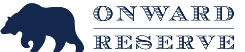 Silhouette of a bear with the text 'Onward Reserve' in blue.