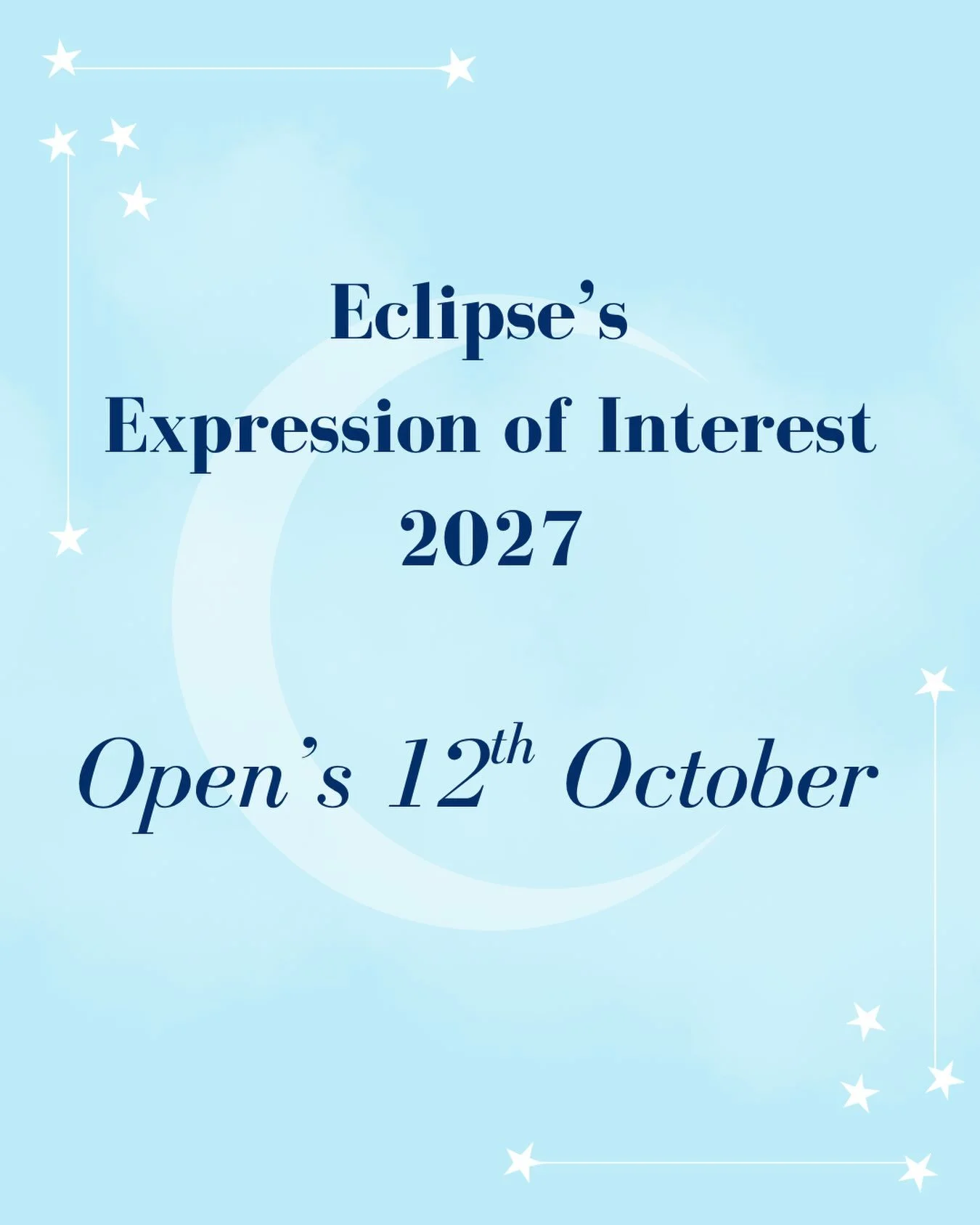 2027 Expression of Interest🌙✨
&bull;
As we prepare to open Eclipse Dance Academy, we want to hear from you to help us create our first timetable! 
&bull;
💙Opens Monday 12th October
🩵The link will be in our bio
🤍Takes less than 2 minutes to comple