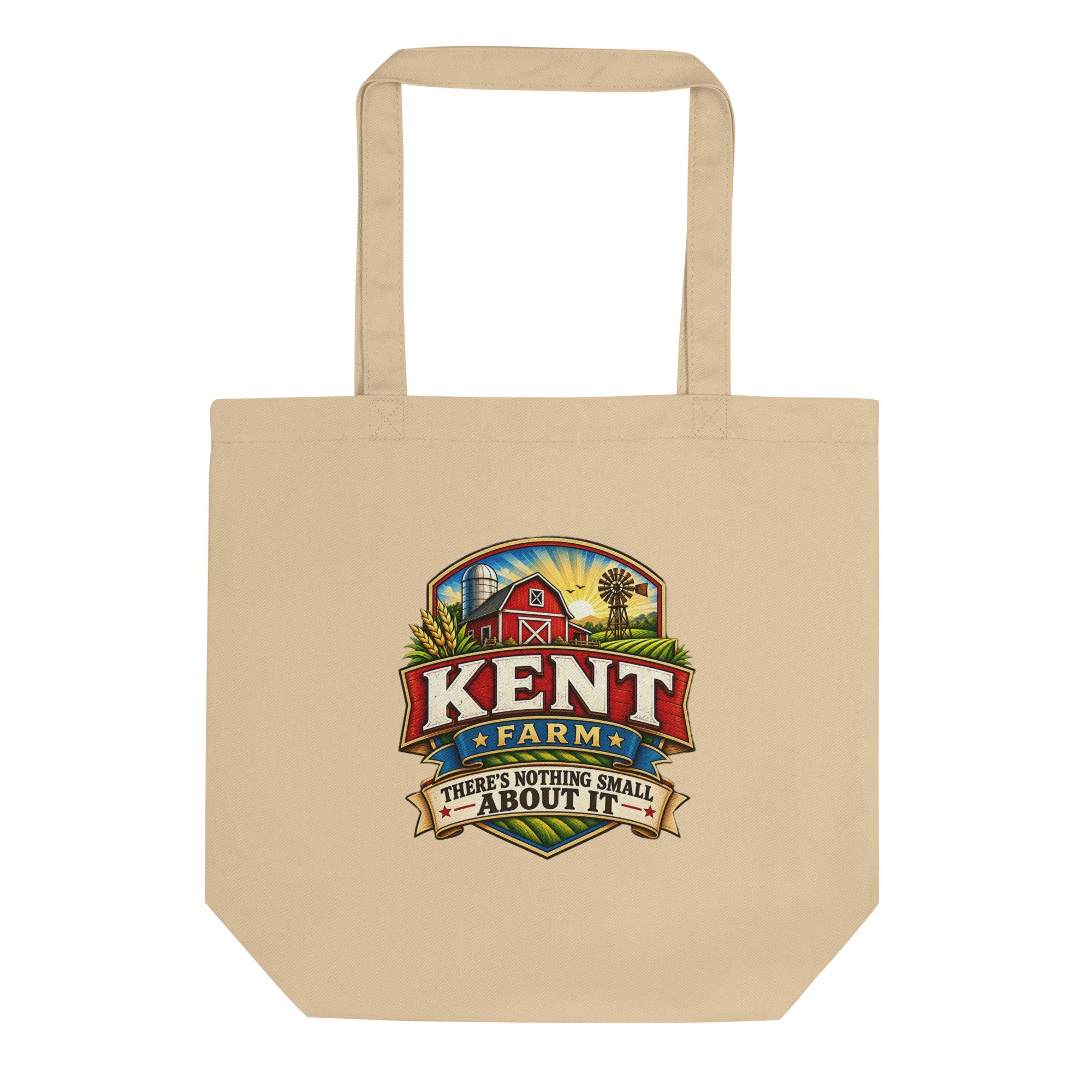 Black organic-cotton Kent Farm logo-and-tagline tote bag — alternate view 2 of 2.
