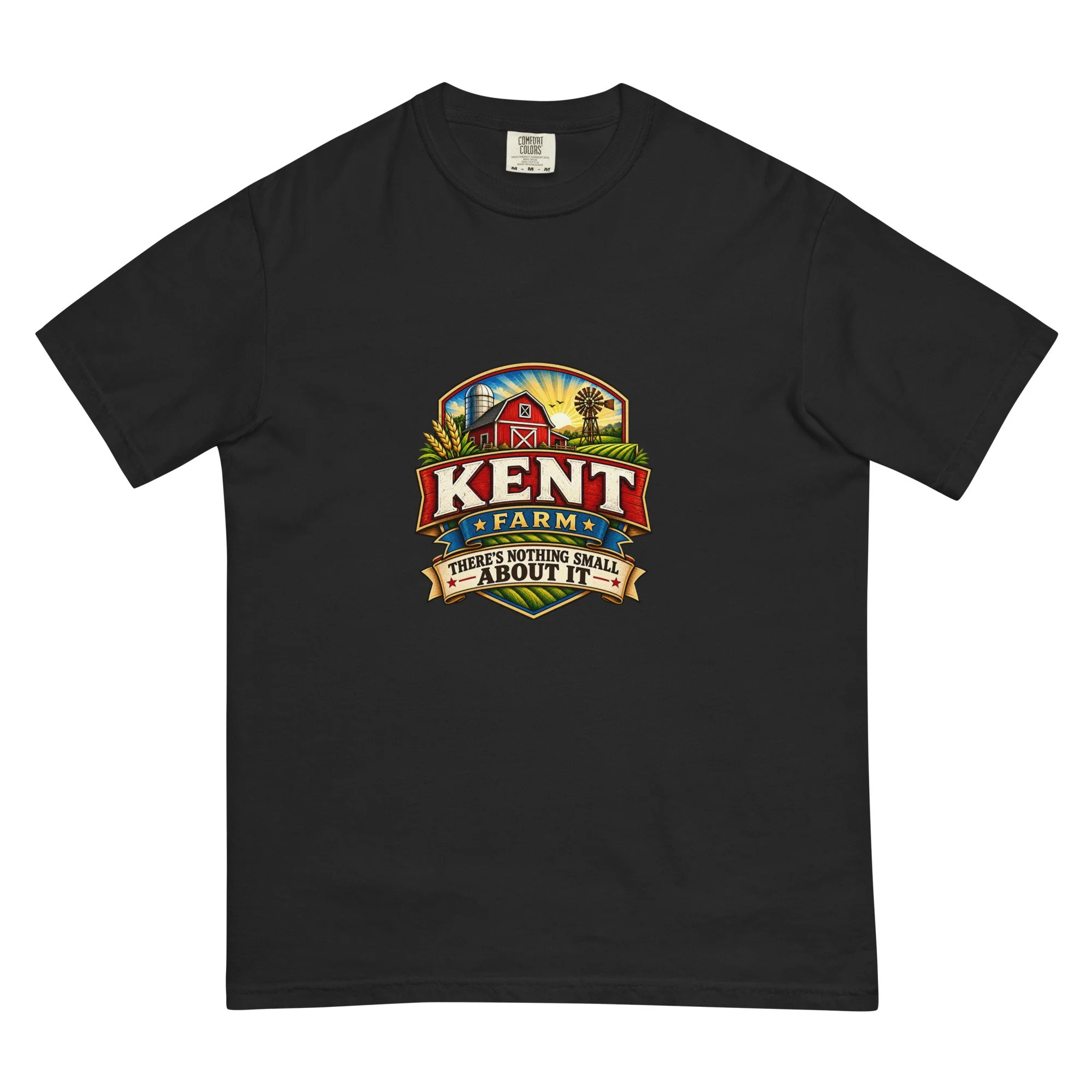 Bay green garment-dyed heavyweight Kent Farm logo-and-tagline T-shirt — alternate view 2 of 2.