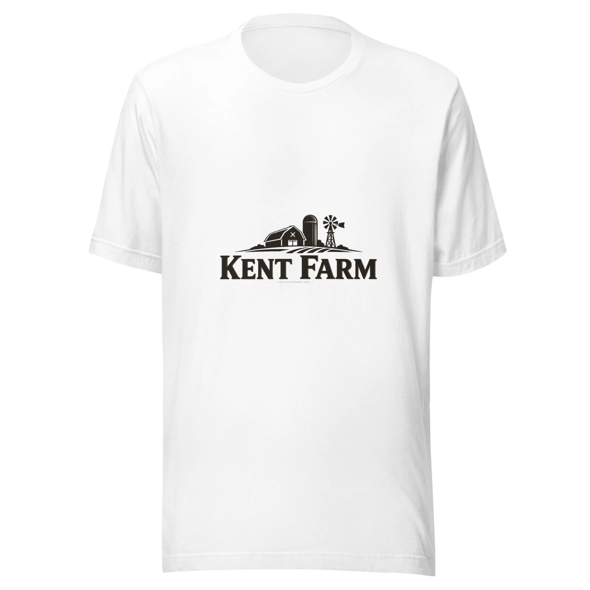 White Kent Farm T-shirt featuring the minimal line-art farm mark.