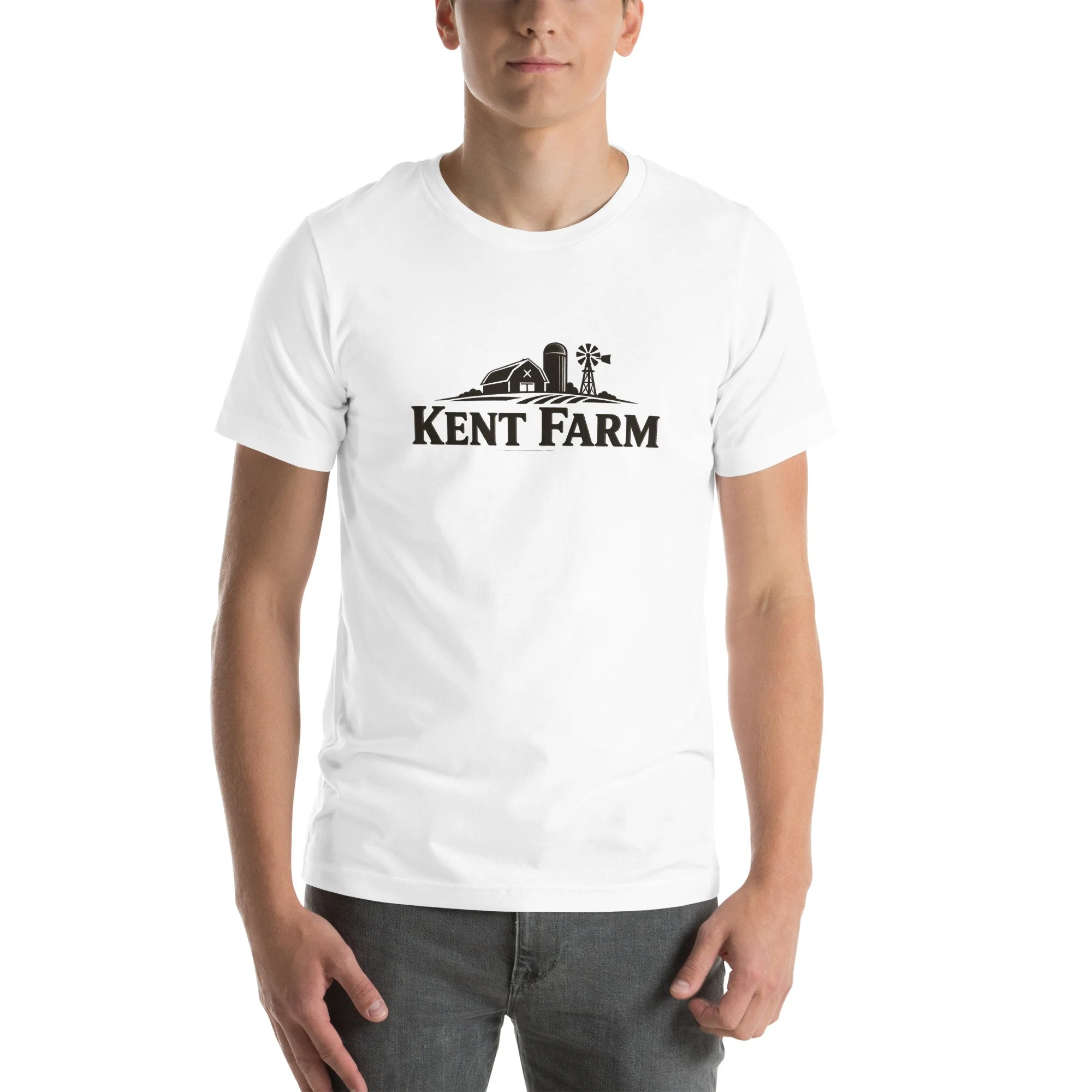 White Kent Farm minimal line-art T-shirt — alternate view 4 of 9.