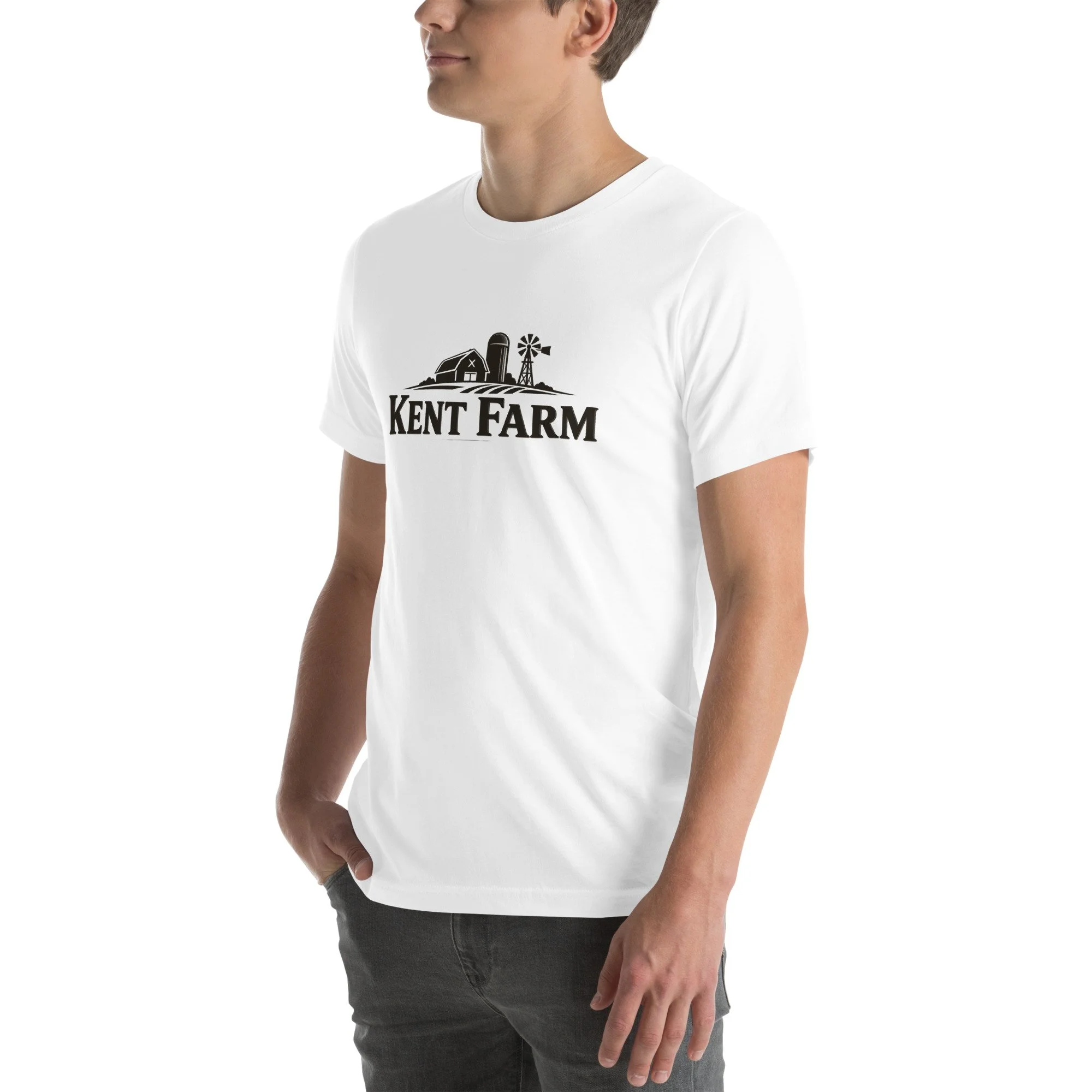 White Kent Farm minimal line-art T-shirt — alternate view 7 of 9.