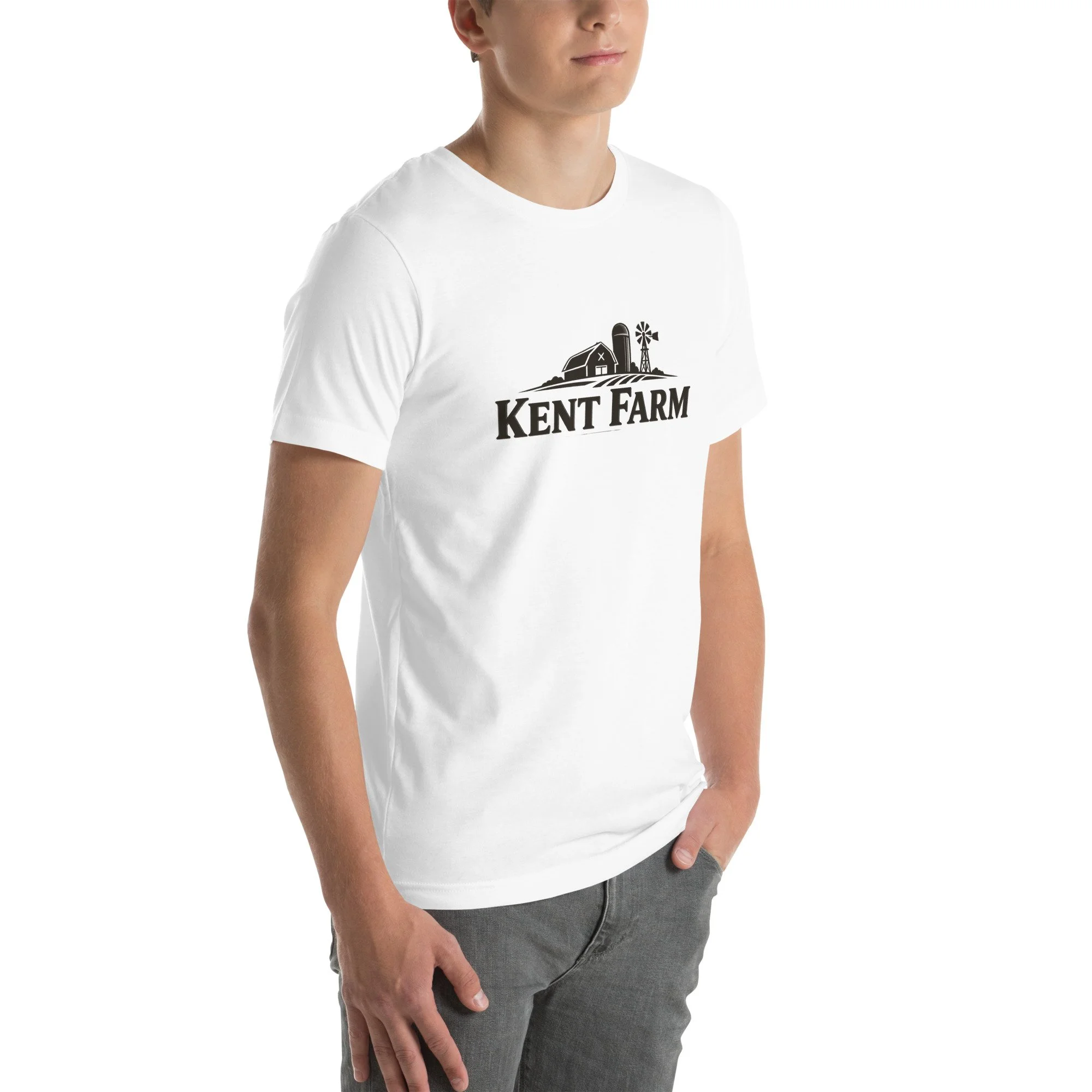 White Kent Farm minimal line-art T-shirt — alternate view 9 of 9.