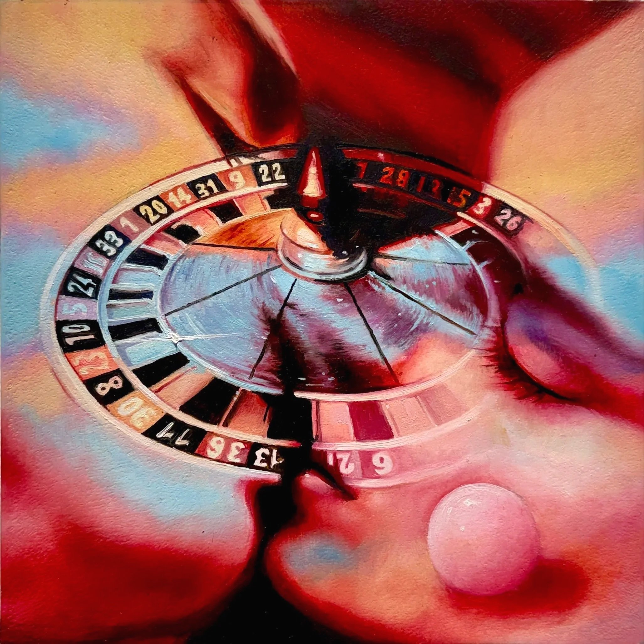 Roulette, 2026, Oil on Aluminum, 8 x 8"