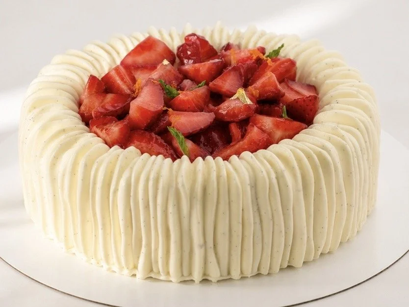 Strawberry Vanilla & Jasmine Mousse cake