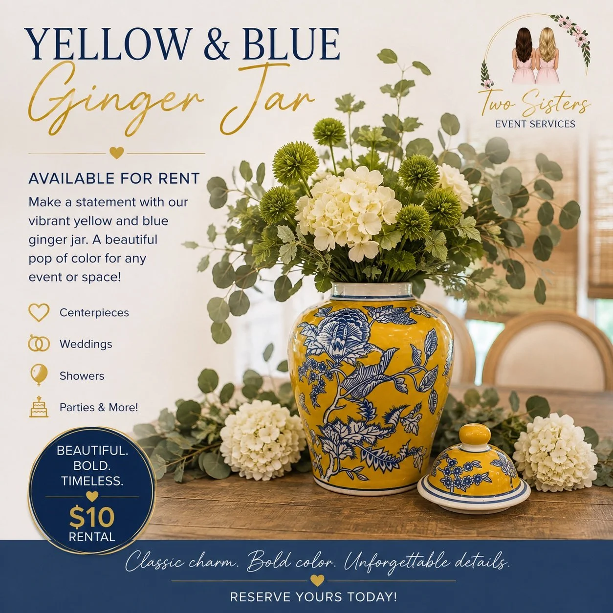 Yellow & Blue Ginger Jar