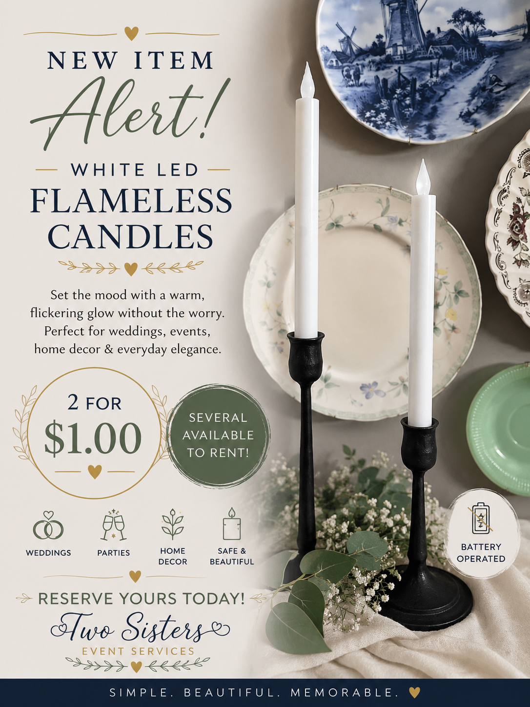 White LED Flameless Taper Candles