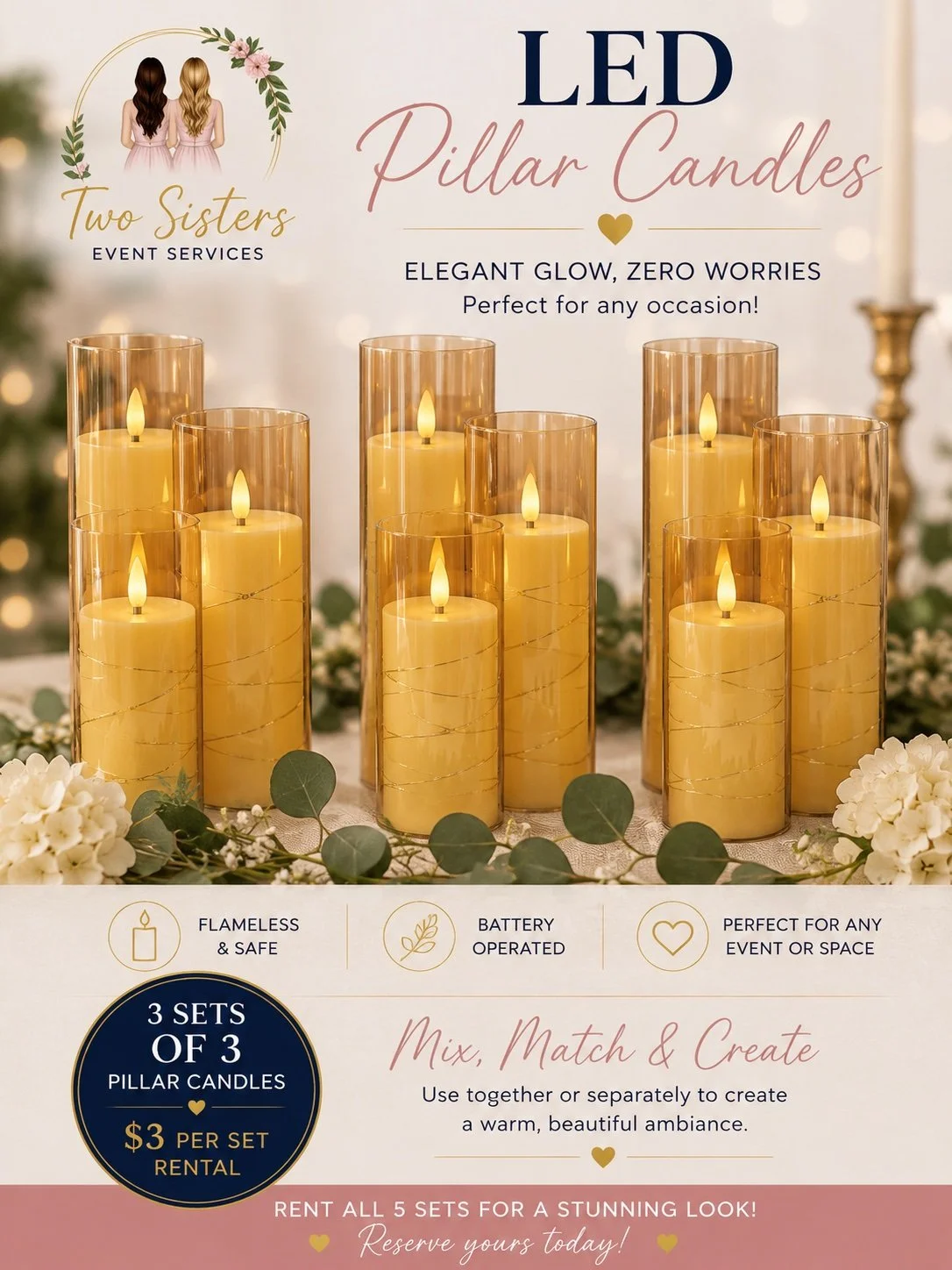 3 Sets of 3 LED Candles