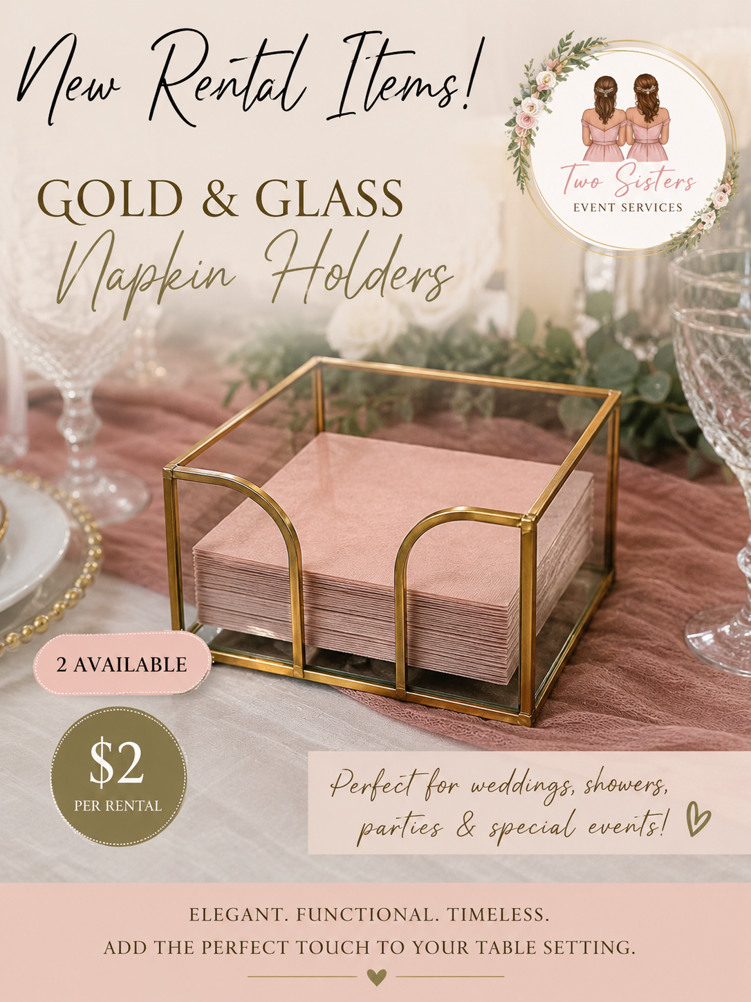 Gold and Glass Napkin Holder