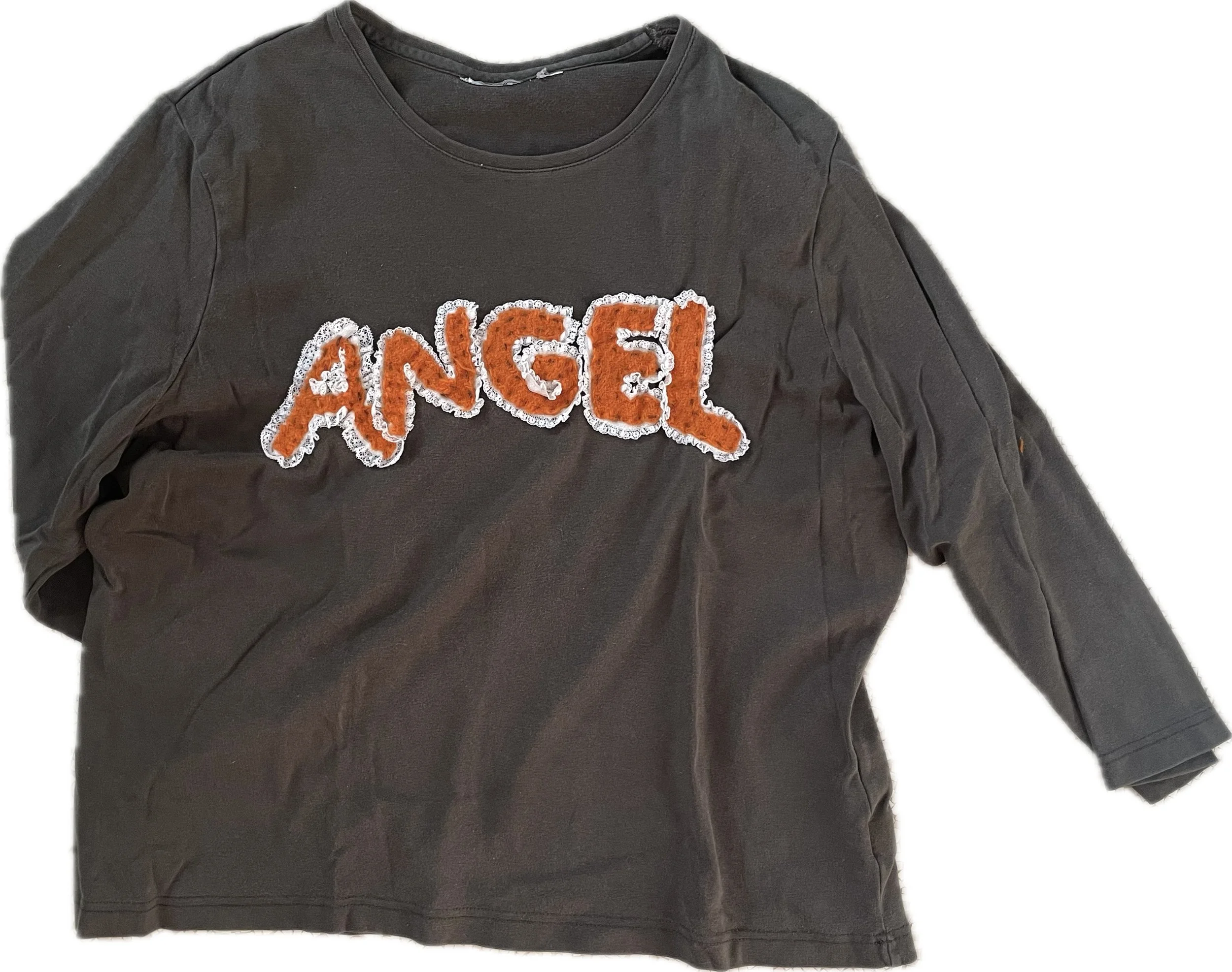 "ANGEL" Hand Embroidered Long Sleeve Tee