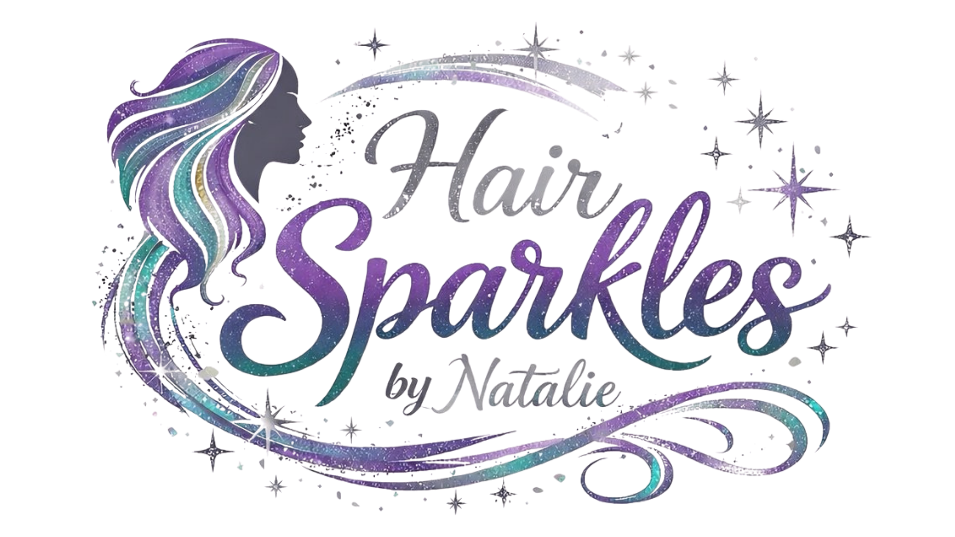 Neon sign that says 'Thank You & Sparkles' with a silhouette of a woman's profile and colorful, sparkly, flowing hair.