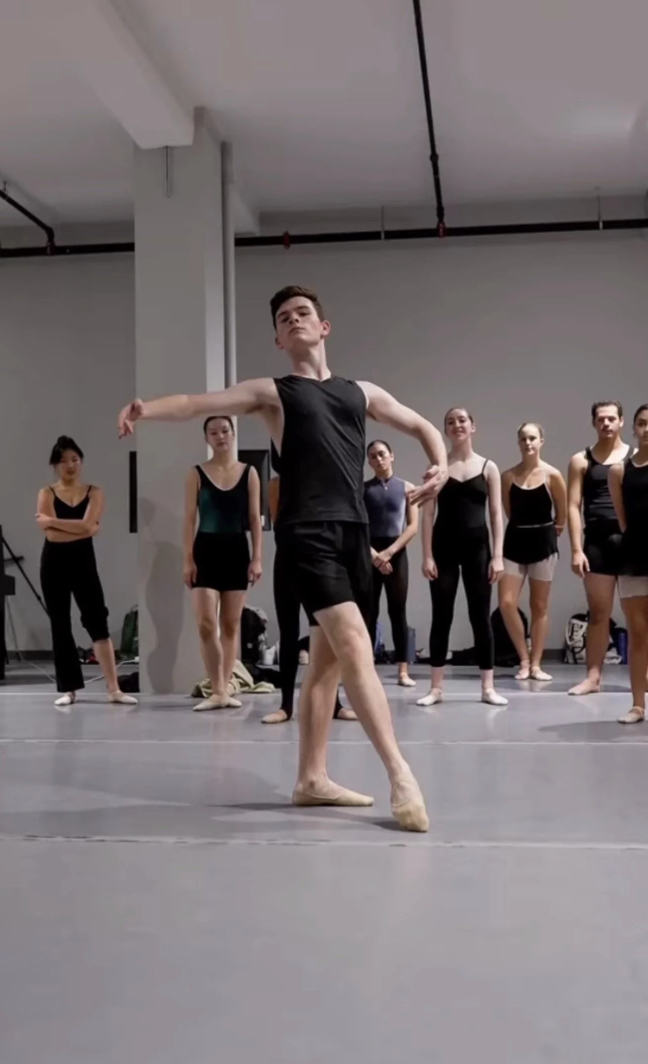 Kanyok Arts Initiative dancer Burke Brickner in ballet class taught by Amanda Edge (2023)