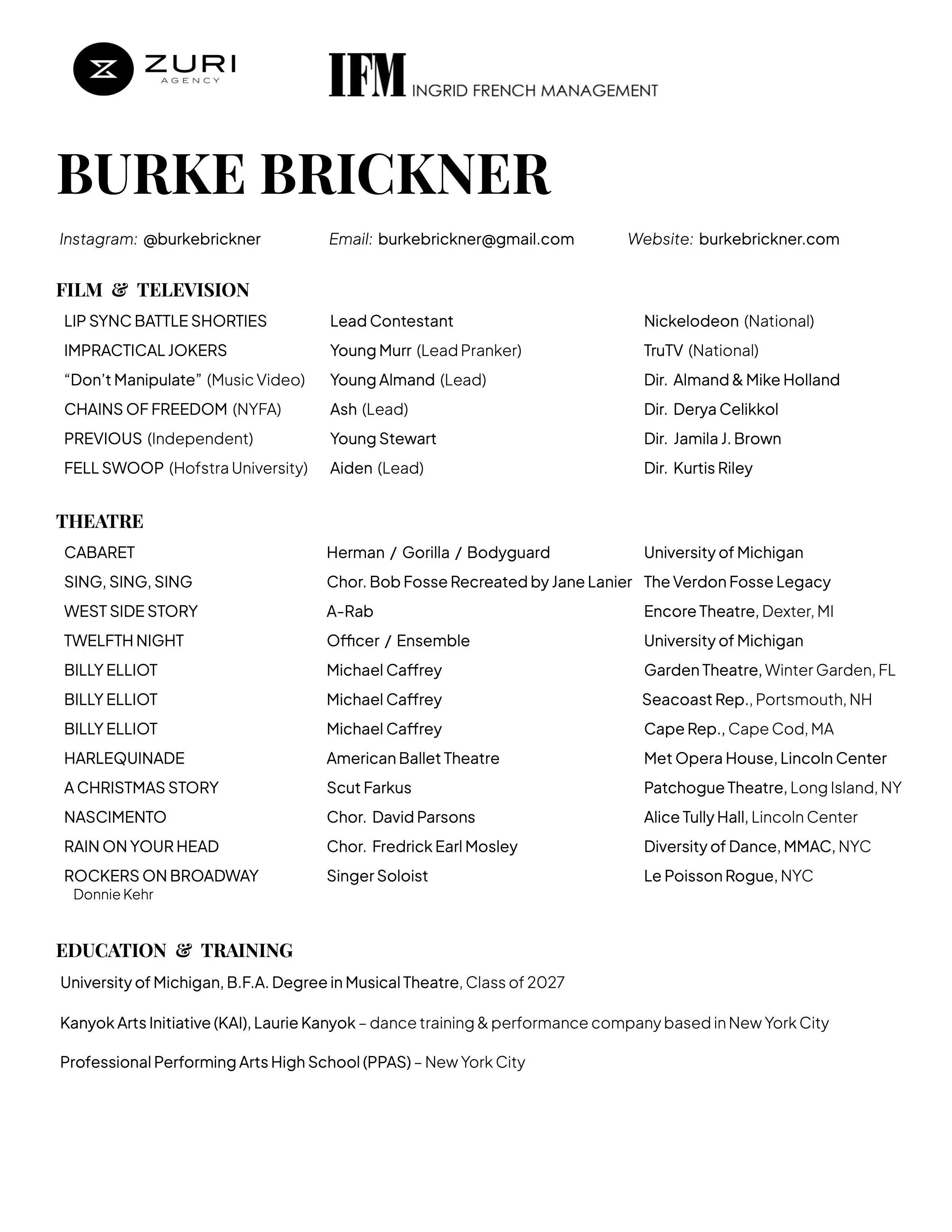 Burke Brickner Resume (via Website)