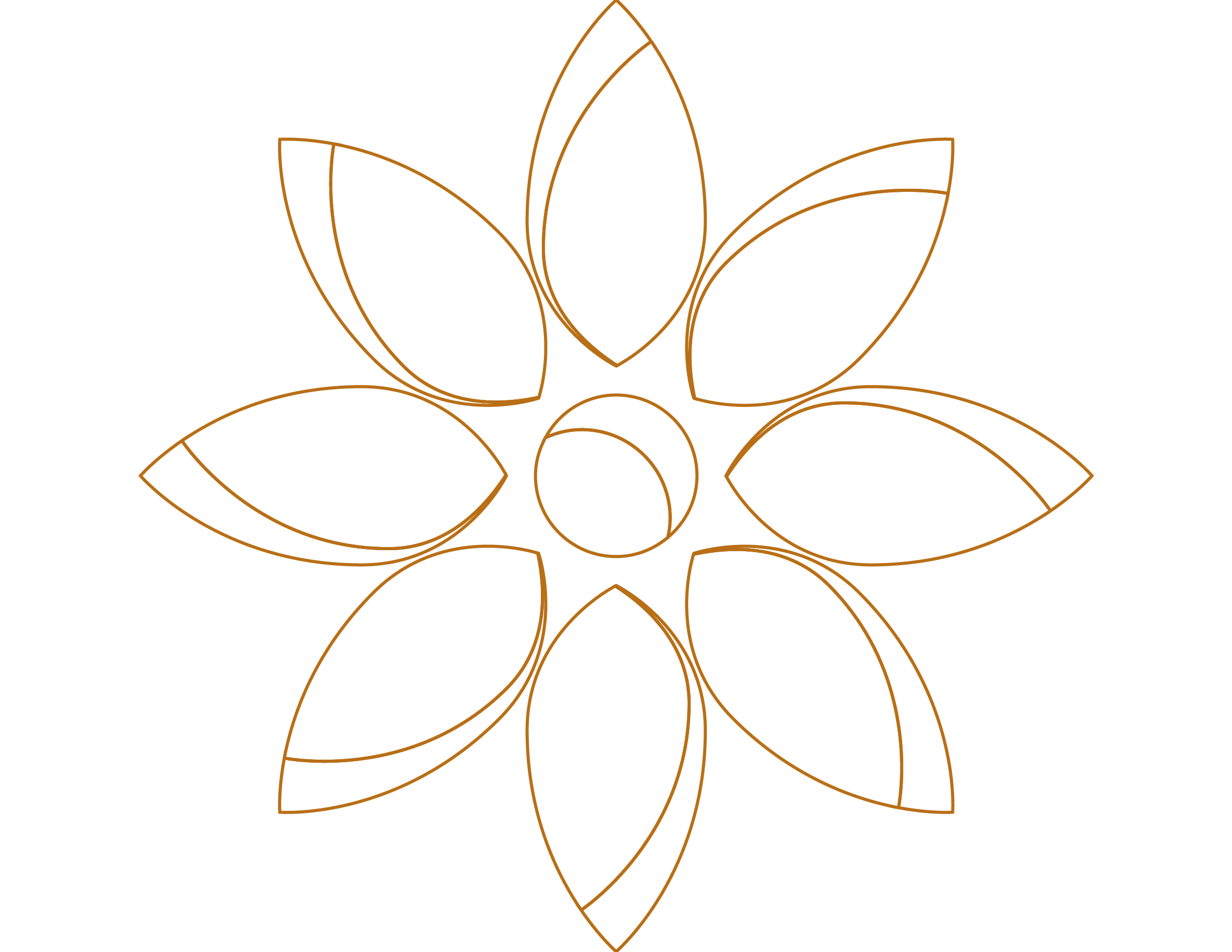 A minimalist line art illustration of a lotus flower in gold on a black background.
