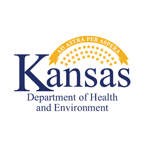 Kansas Department of Health and Environment logo with a gold banner and stars.