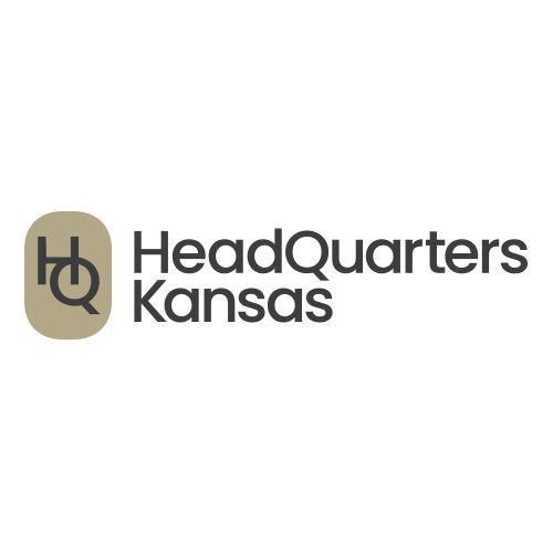 HeadQuarters Kansas logo with a beige rounded square and black lowercase text