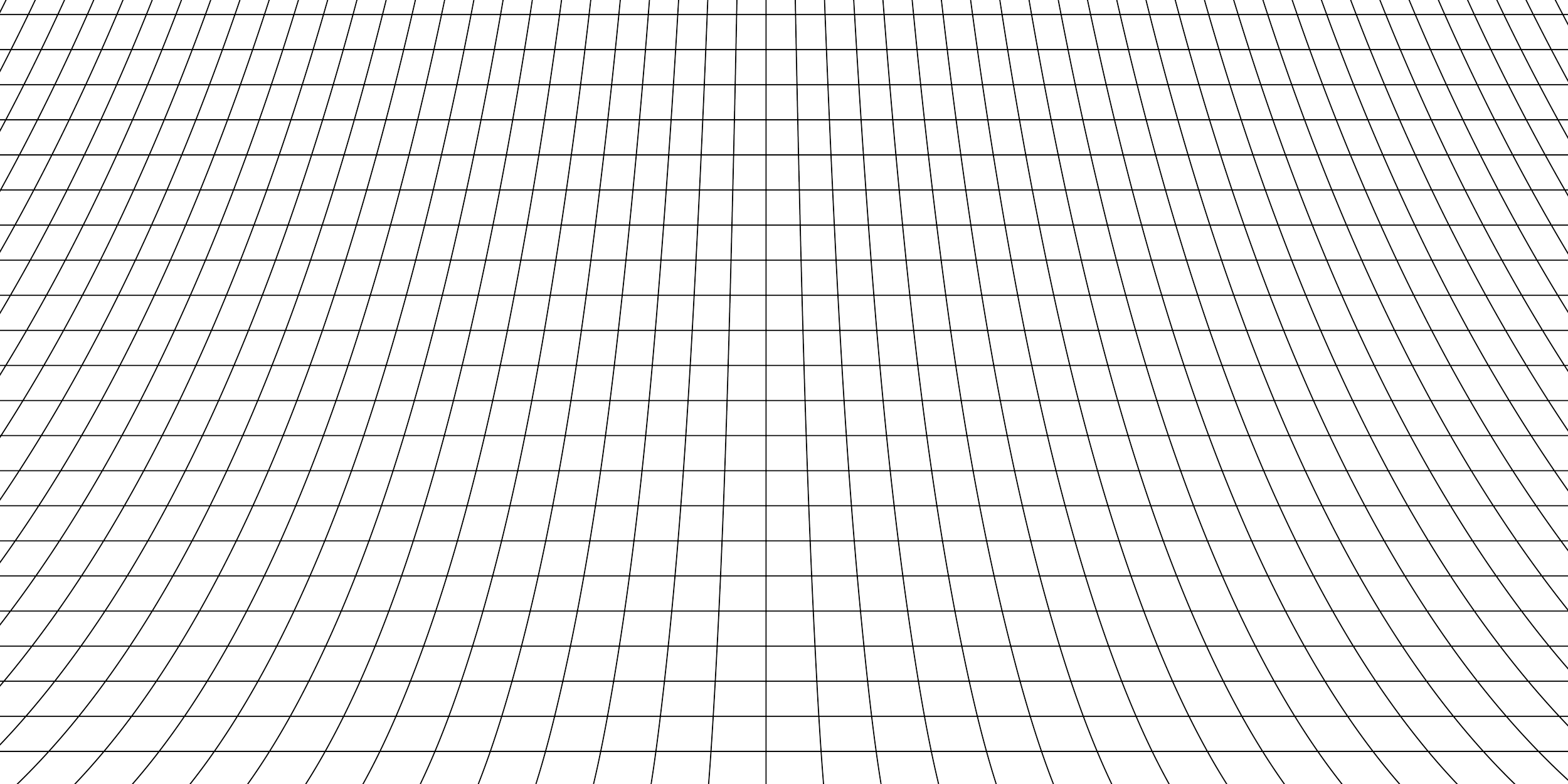 A grid of white lines on a black background, creating a 3D wireframe effect with a distorted perspective.