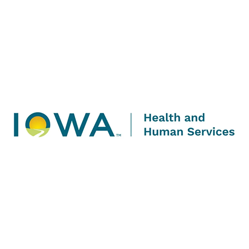 Logo of Iowa Health and Human Services with the text "Iowa Health and Human Services" next to it.