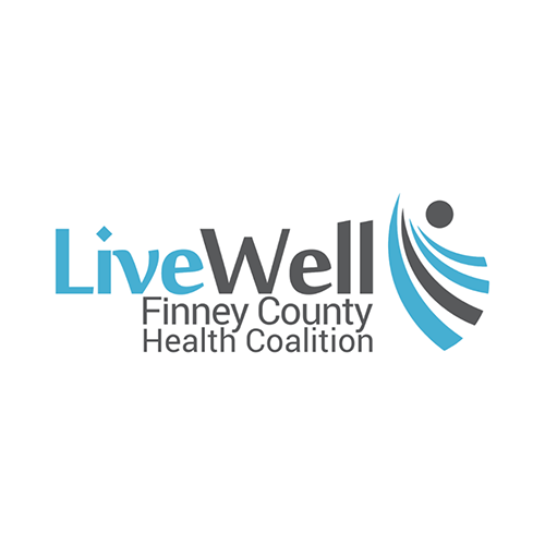 LiveWell Finney County Health Coalition logo with stylized person and curved lines