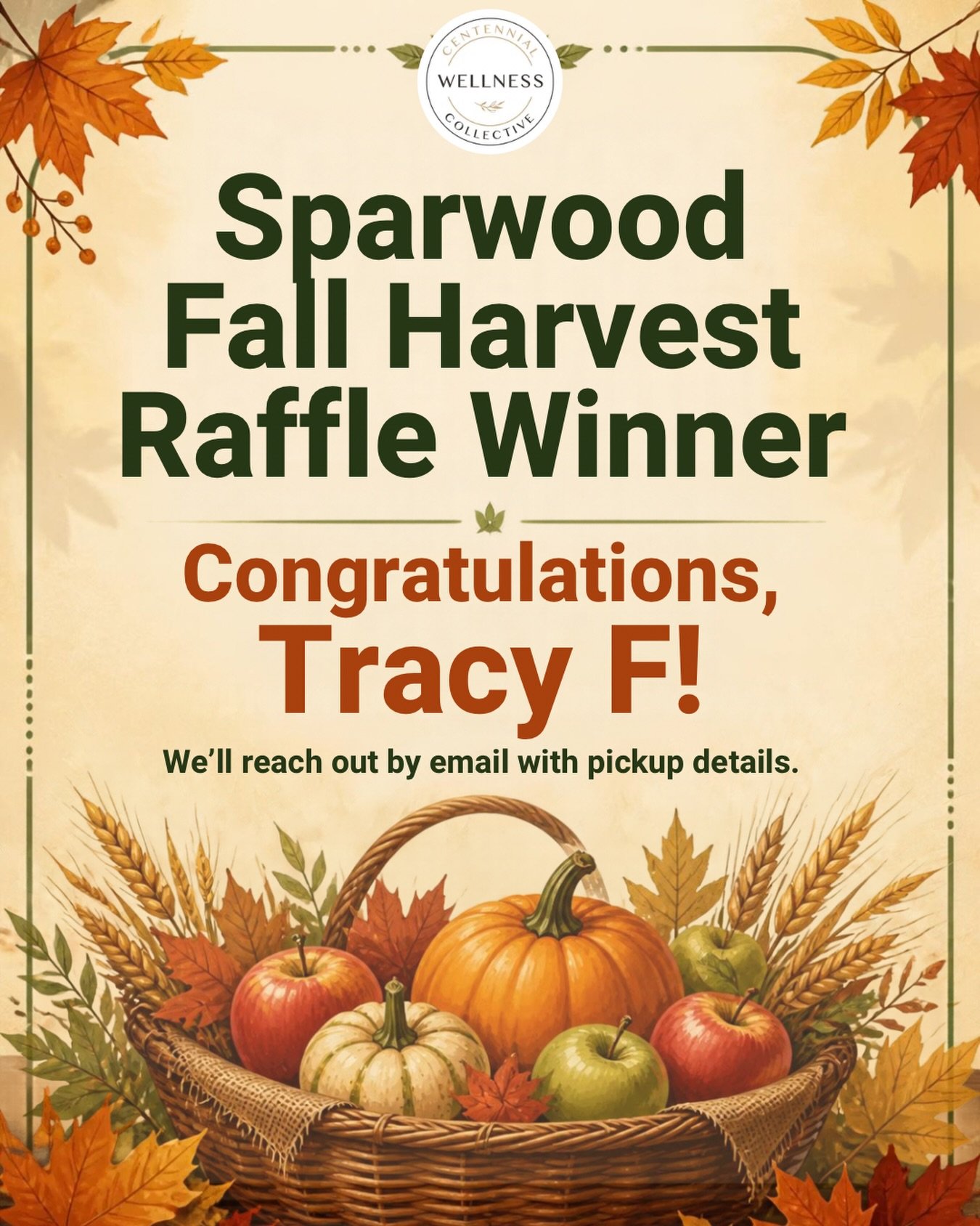 🍂 FALL HARVEST DRAW WINNER! 🍂

A big congratulations to Tracy, the winner of our Fall Harvest Draw! 🎉

Thank you so much to everyone who stopped by, entered the draw, and supported us at the Fall Harvest. We loved being part of the event and conne
