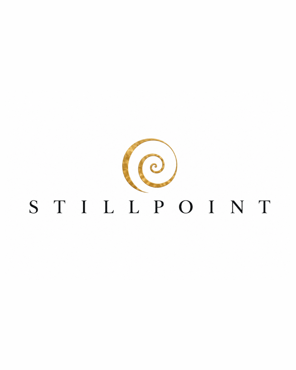 The logo features a gold spiral symbol above the black text "STILL POINT" on a white background.