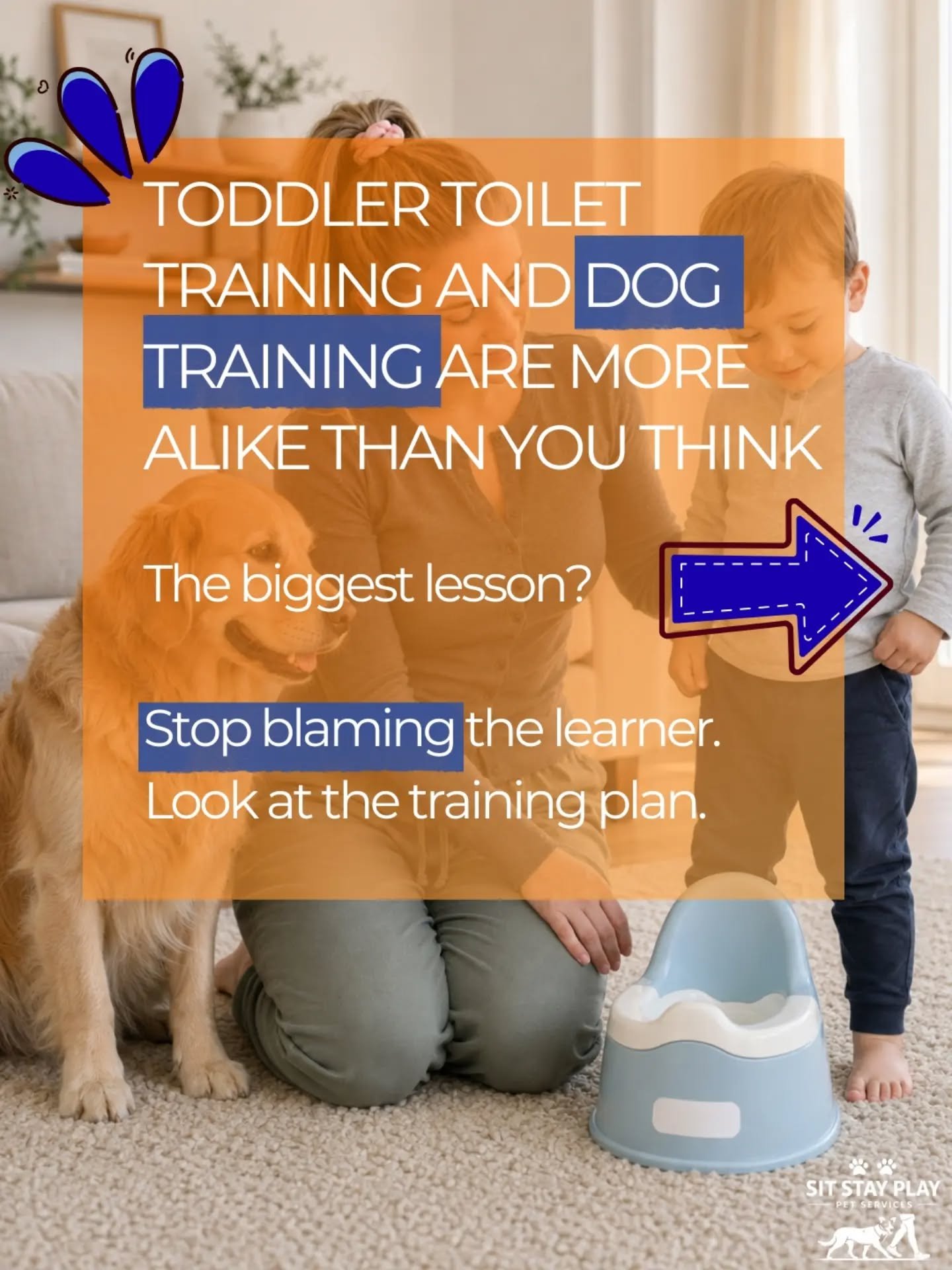 Toilet training a toddler and training a dog might seem completely unrelated, but the learning process is surprisingly similar.

In both cases, success comes from:

✅Clear expectations.
✅Close supervision.
✅Managing the environment.
✅Practising repea