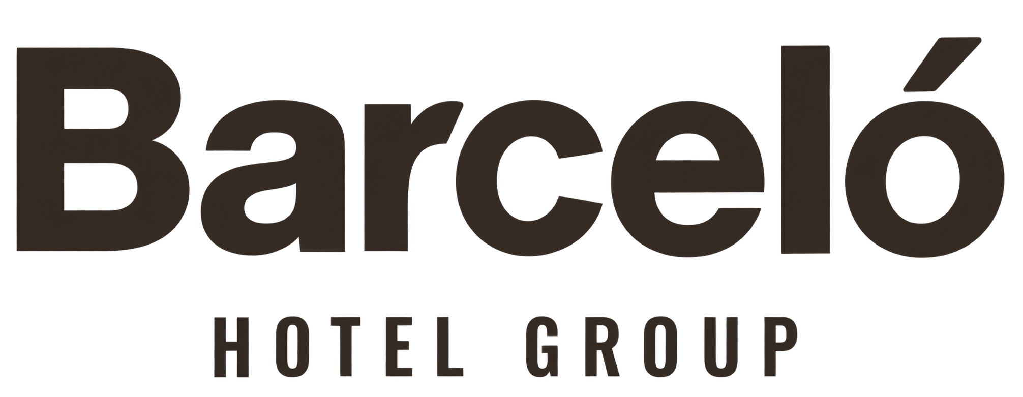 Logotipo de Barcéló Hotel Group con letras grandes negras y el texto 'HOTEL GROUP' en letra más pequeña debajo.