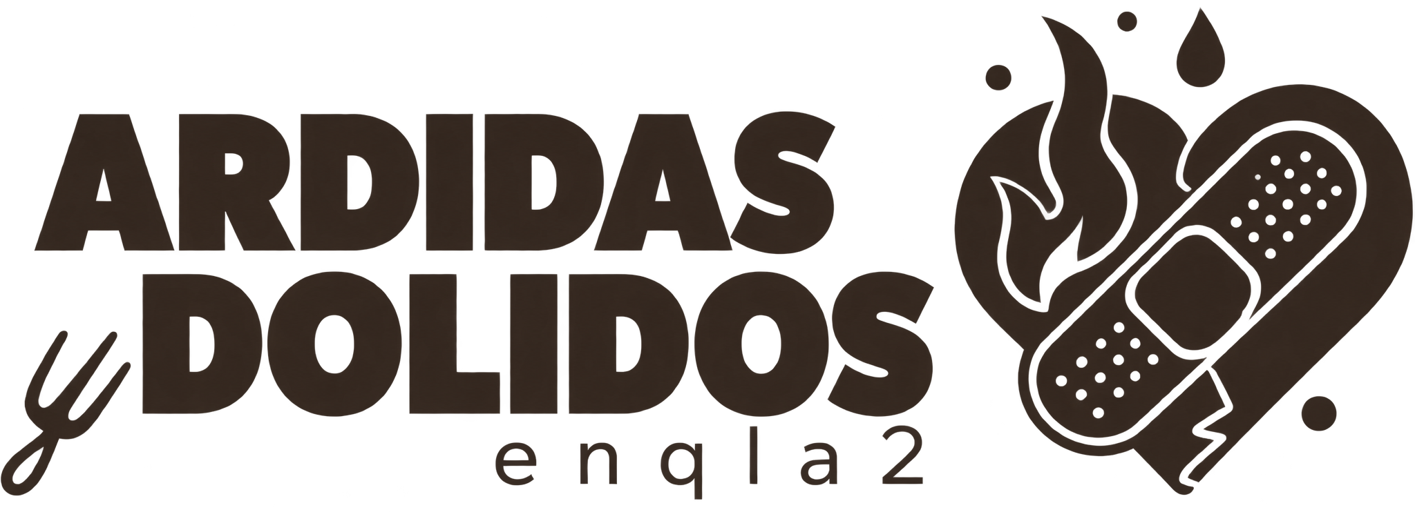 Logo con texto que dice 'Ardidas y Dolidos' y una ilustración de una cortadora de pasta. Obra de teatro. Show. CDMX
