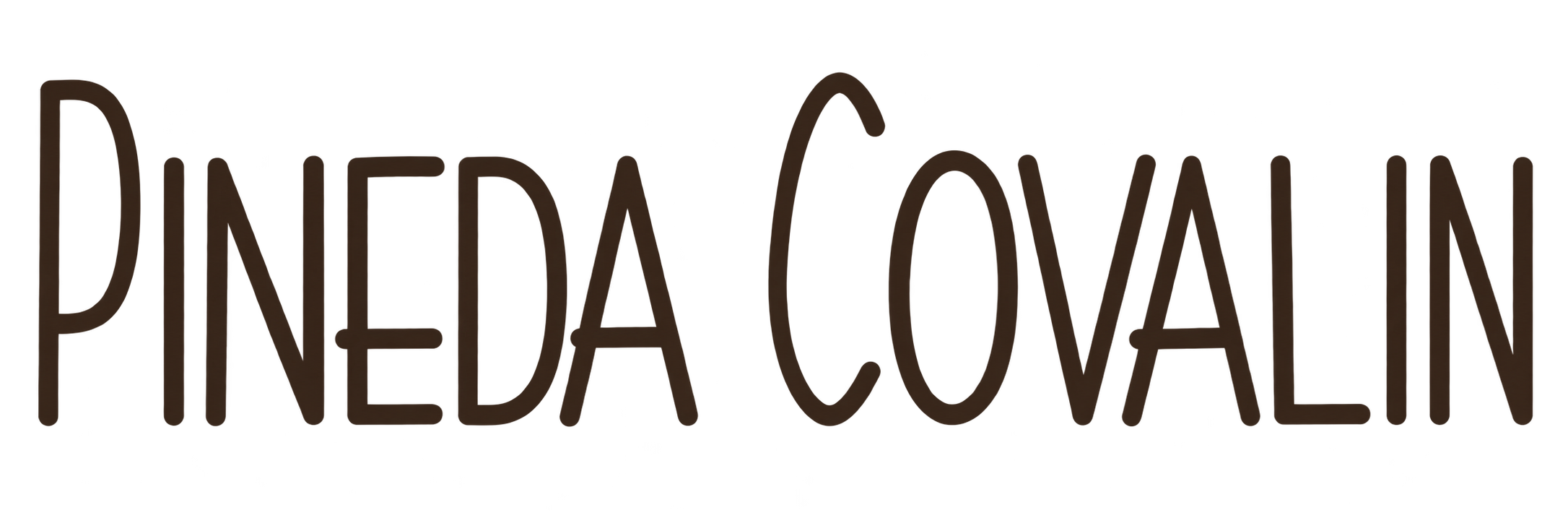 Texto en estilo artístico que dice "PINEDA COVALÍN", marca mexicana.