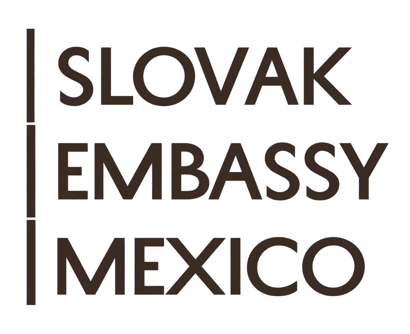 Texto en la imagen que dice 'SLOVAK EMBASSY MEXICO' en letras negras sobre fondo translúcido. Embajada de Eslovaquia en México.