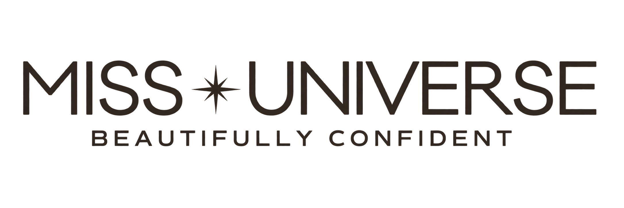 Logo de Miss Universe con texto 'Hermosa, segura y confiada'.