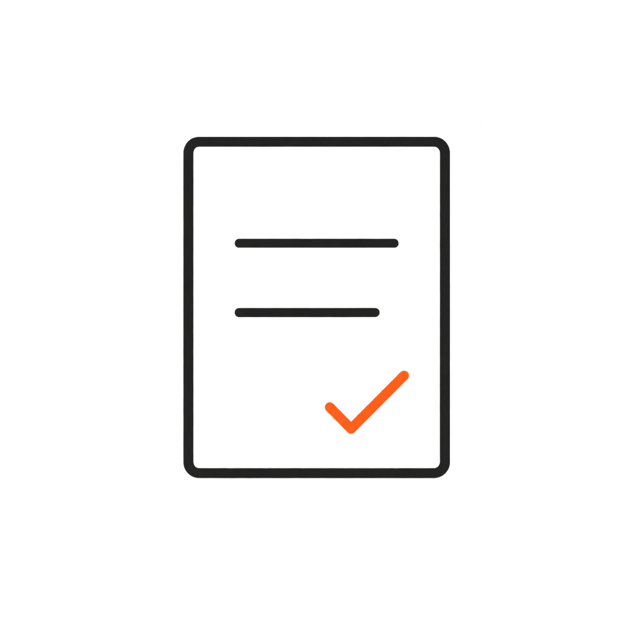 Checklist icon with two horizontal lines and a red checkmark in the bottom right corner.