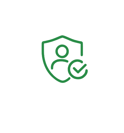 Shield with a candidate profile and check mark representing trusted talent.