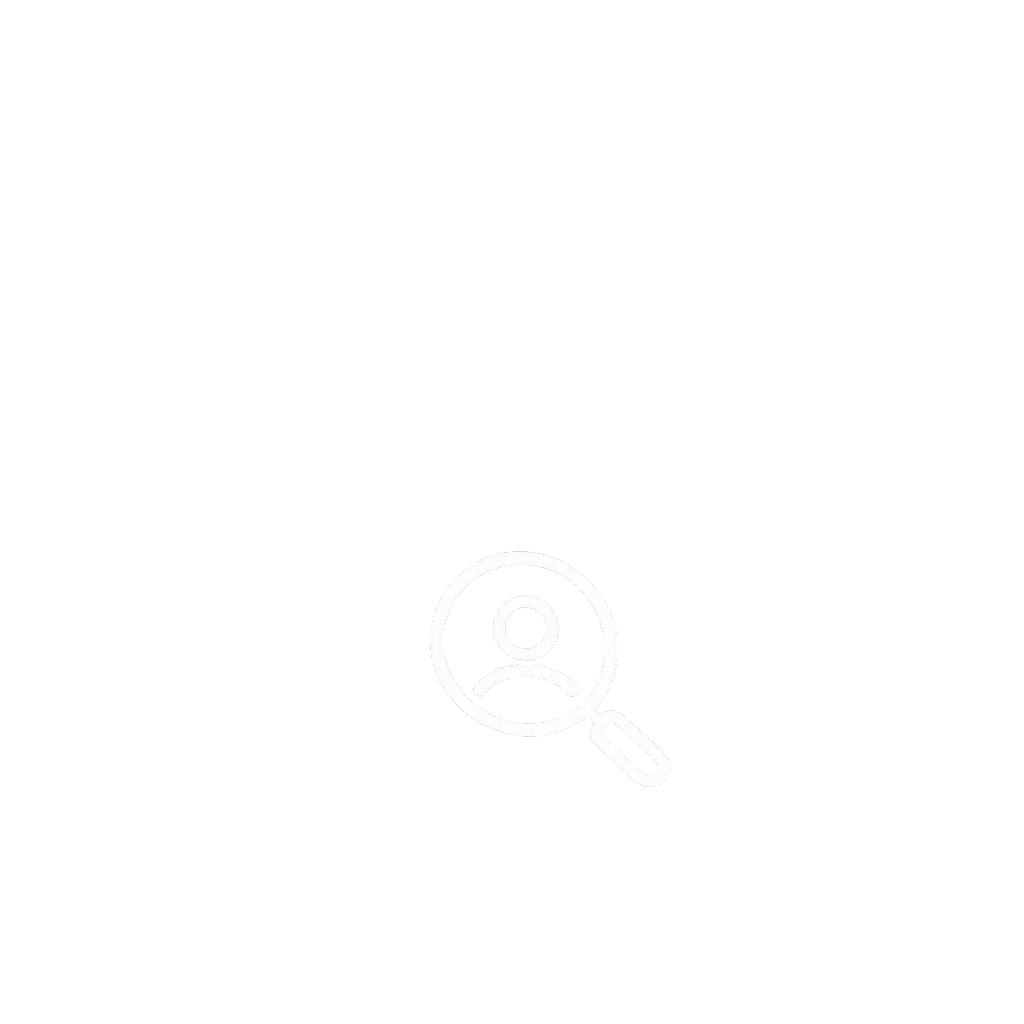 Person with a magnifying glass representing permanent recruitment and talent search.