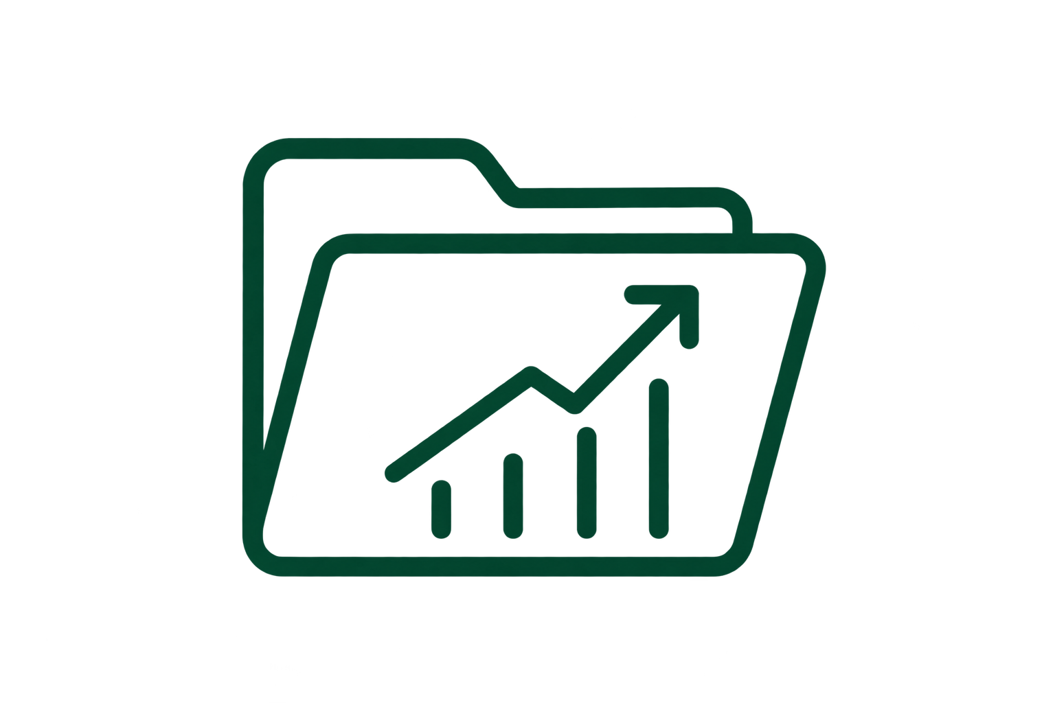 Folder with a growth chart representing project and program management recruitment.
